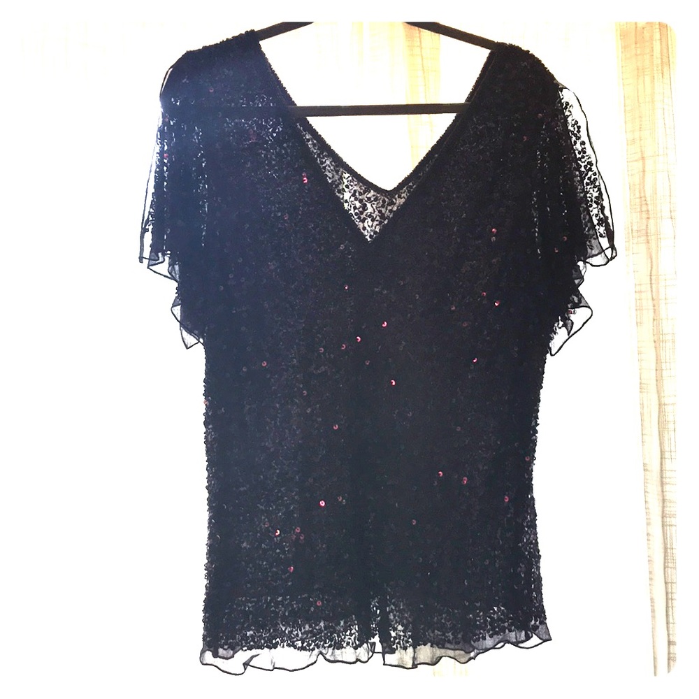 Purple Adrianna Papell sequined blouse plus 2x